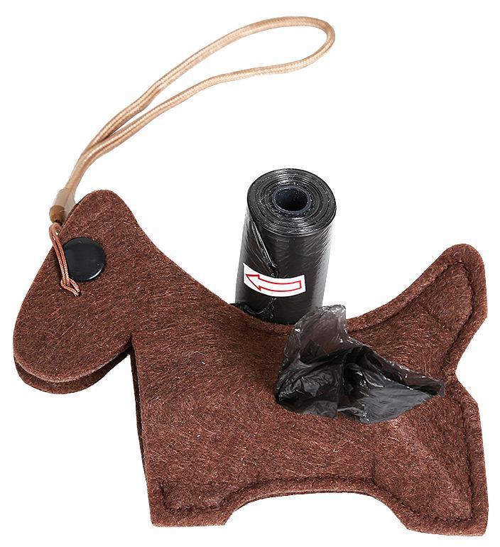 Pet Life ®Fleece Dog Shaped Travel Waste Bag Dispenser with 2 Rolls