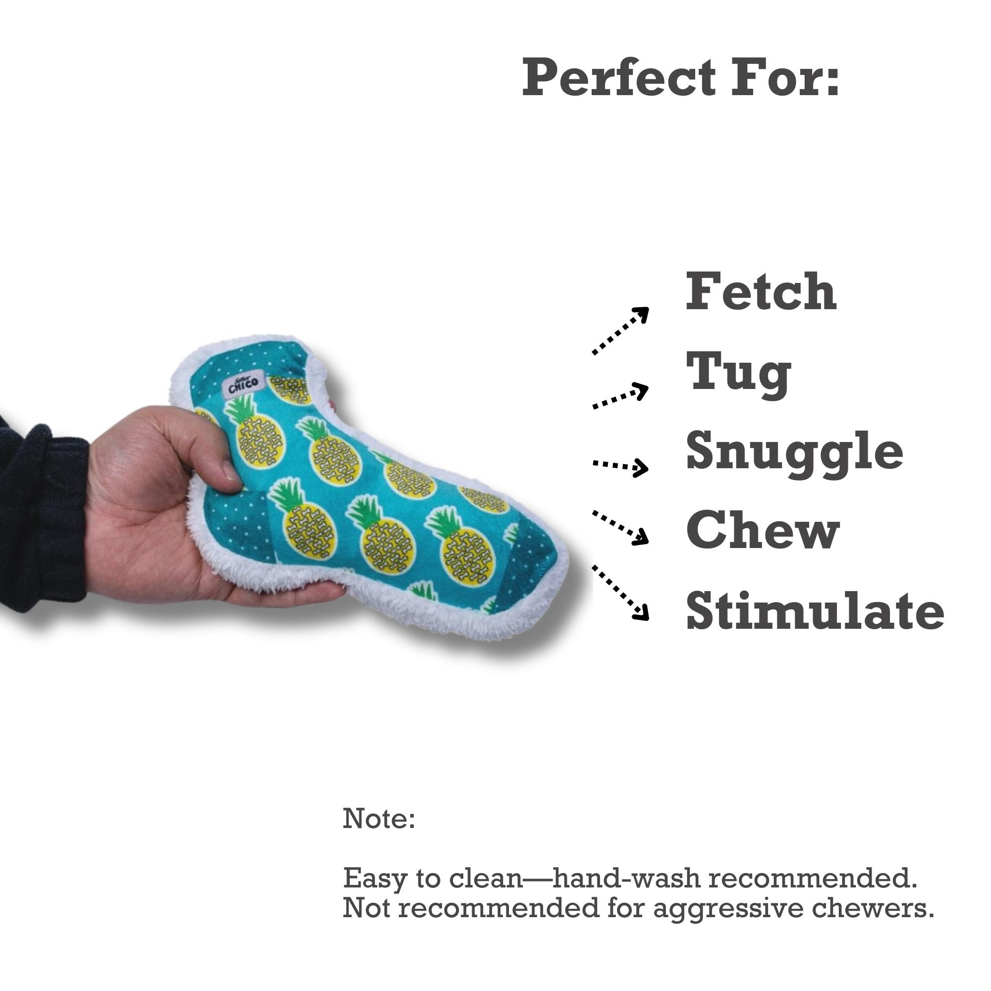 Whimsy Wonders Pineapple Squeaky Sock Plush Dog Toy