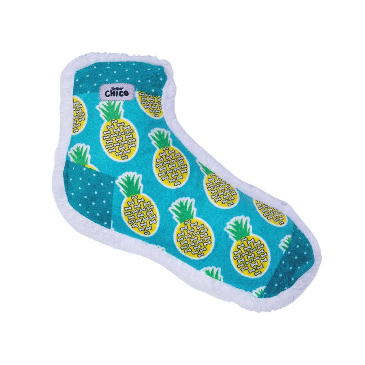 Whimsy Wonders Pineapple Squeaky Sock Plush Dog Toy
