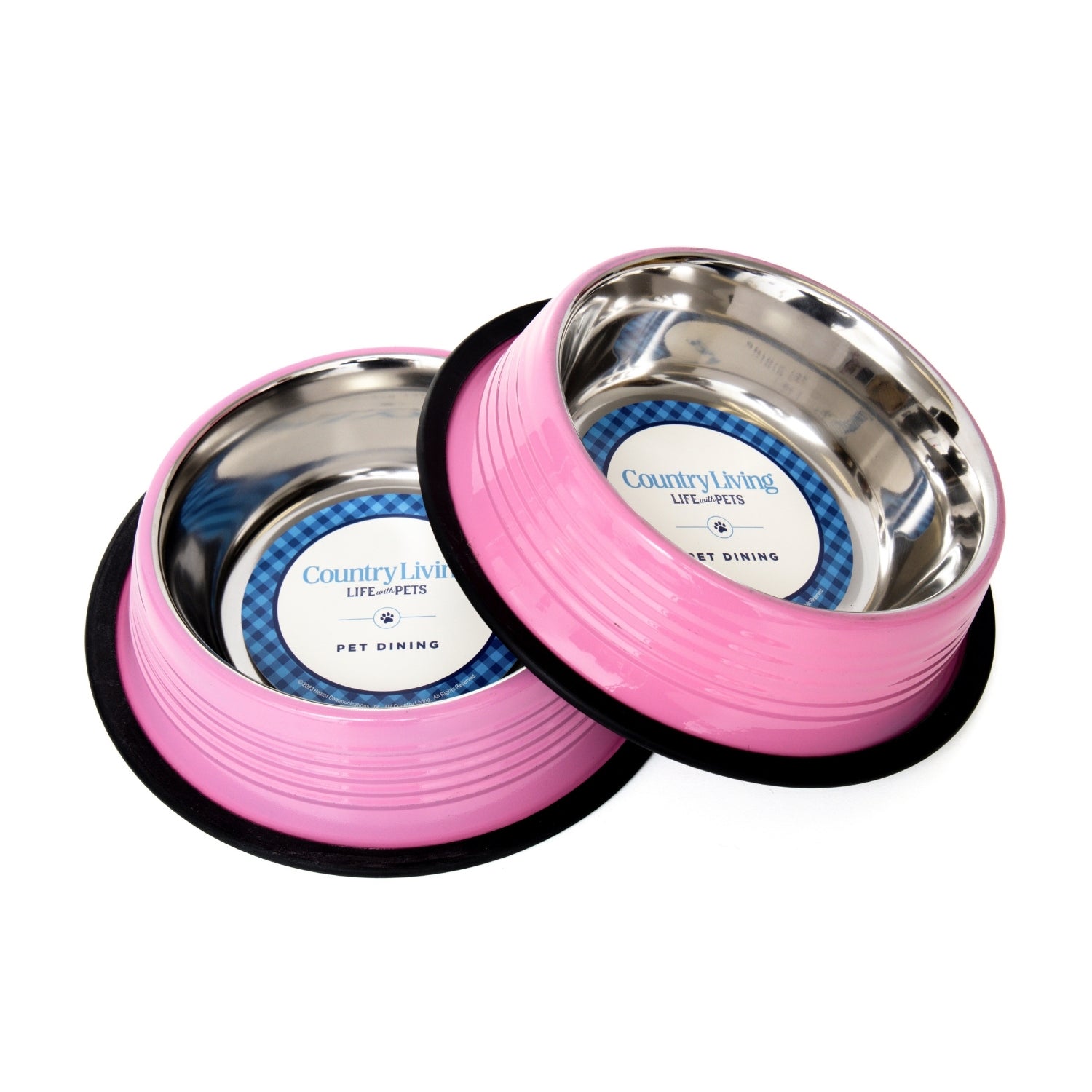 Ribbed Non-Slip Pet Bowls in Carnation Pink (Set of 2) - Majestic Pet Kingdom