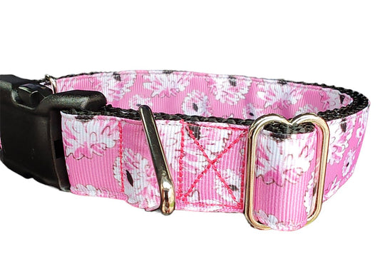 Dog Collar Pink Flowers Botanical Garden Floral Heavy Duty Nylon