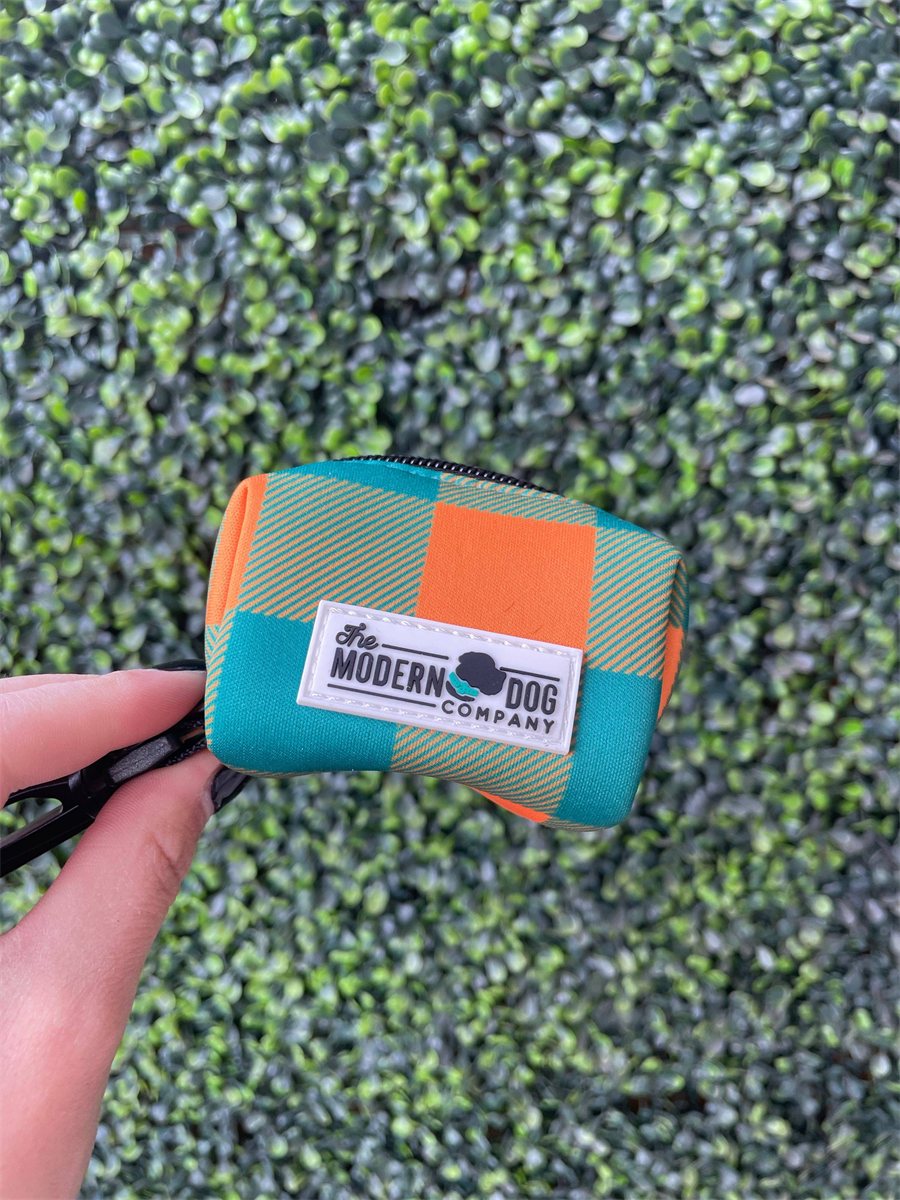 Dog Poop Bag Holder Plaid Camping Clip-On Waste Dispenser - Main Feature View | Majestic Pet Kingdom