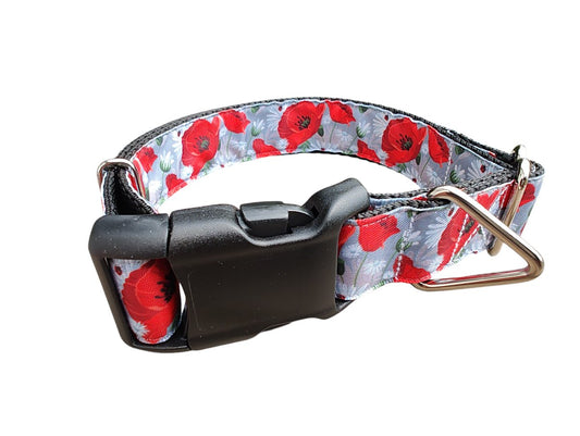 Dog Collar Poppies and Daisies Wildflower Botanical Floral Nylon