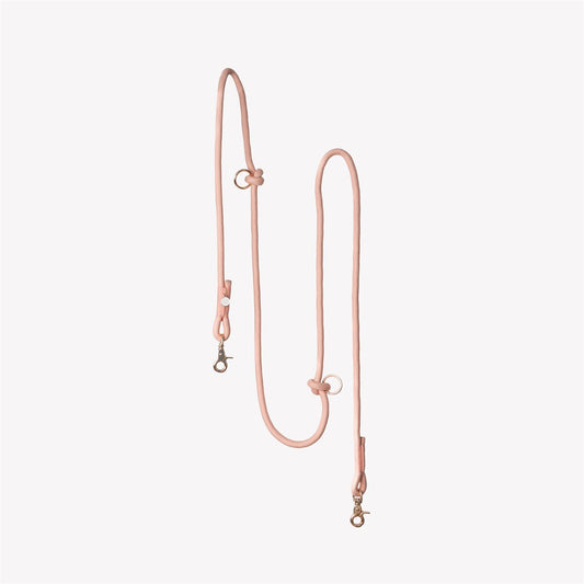 Dog Leash Hands-Free Powder Rose Braided Rope Waist Lead 6ft
