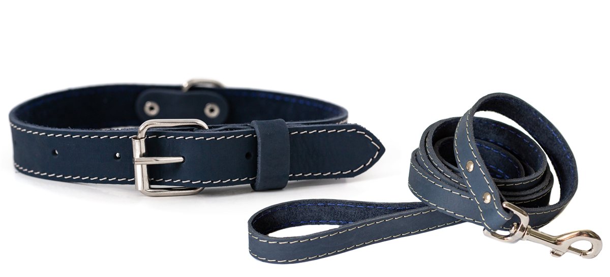 Dog Collar and Leash Set Genuine Leather Hunting Style Kit - Detail Angle 7 | Majestic Pet Kingdom