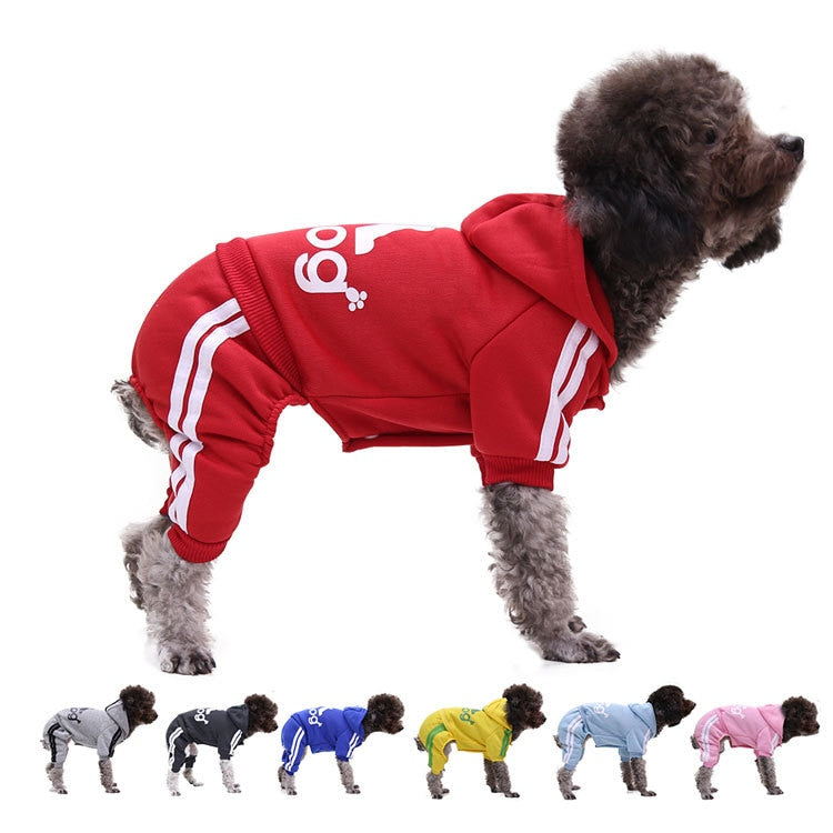 Dog Hoodie Adidog Sport Fleece Sweatshirt for Small Medium Dogs - Main Feature View | Majestic Pet Kingdom