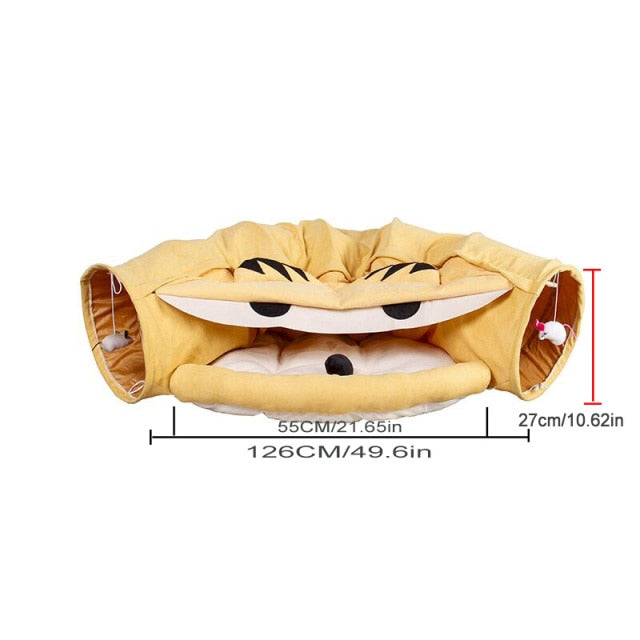 Collapsible Removable Cat Tunnel Tube With Cat Bed Set - Majestic Pet Kingdom