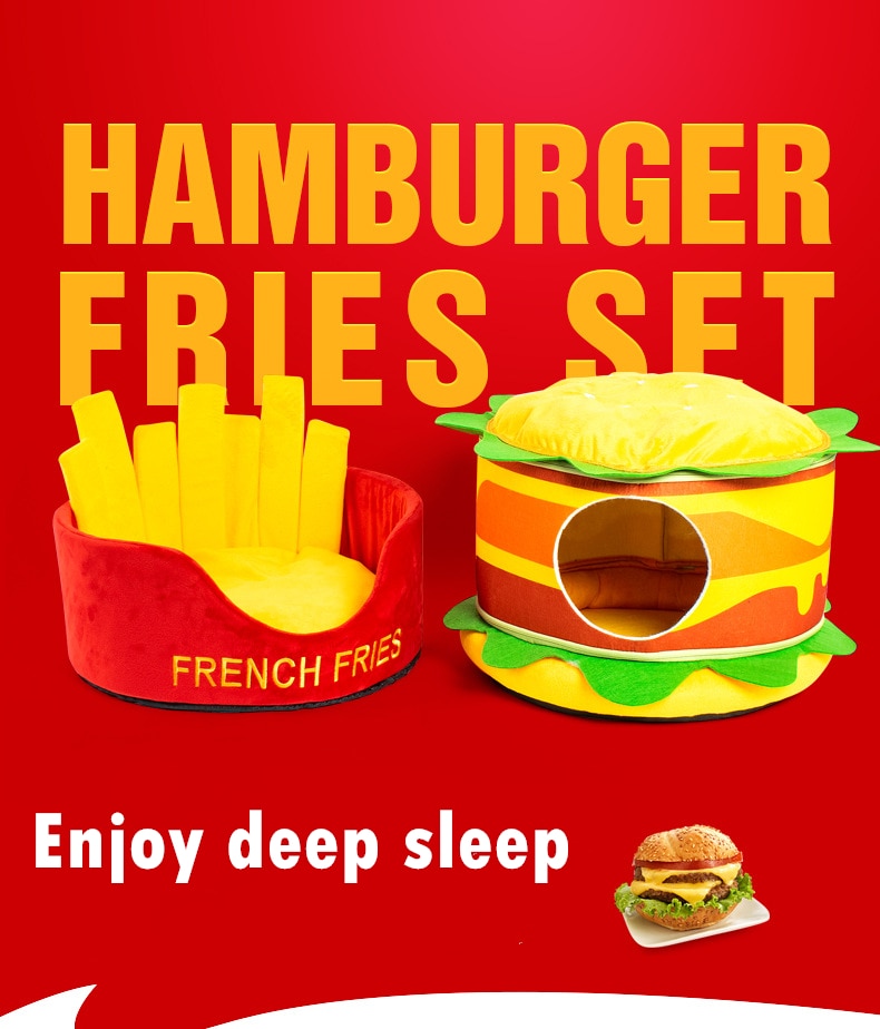 Hamburger French Fries Pet Bed | Purrfect Pet Kingdom