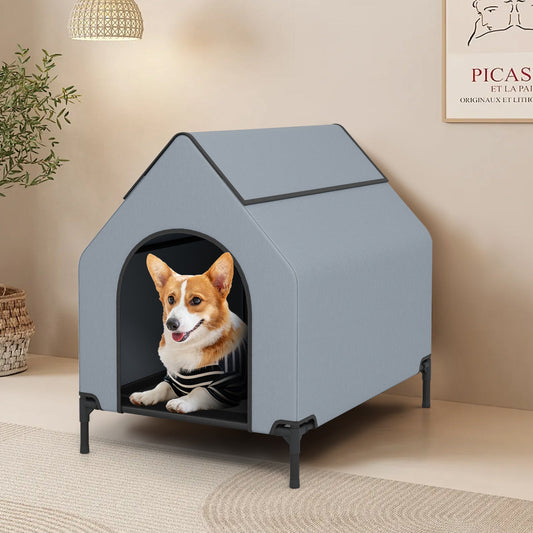 dog-house-outdoor-elevated-wooden-shelter-ventilated-windows-luxury-view-1 | Majestic Pet Kingdom