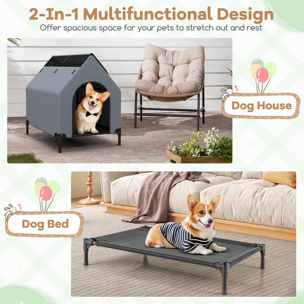 Large/Middle/Small Outdoor Elevated Pet House with Ventilated Windows