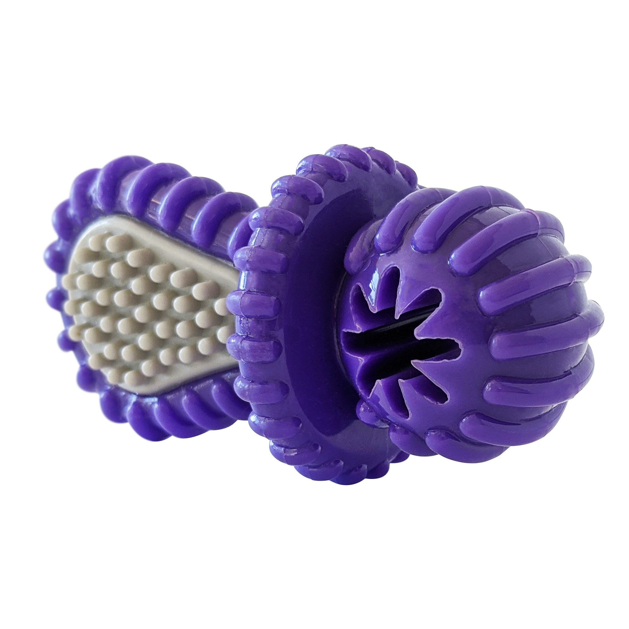 Purple Rubber Dental Pacifier Dog Toy with Treat Hole