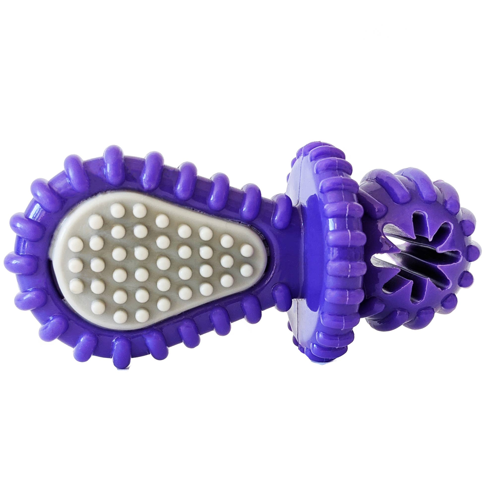 Purple Rubber Dental Pacifier Dog Toy with Treat Hole
