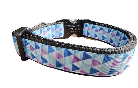 Dog Collar Purple Triangles Black Modern Geometric Pattern Nylon