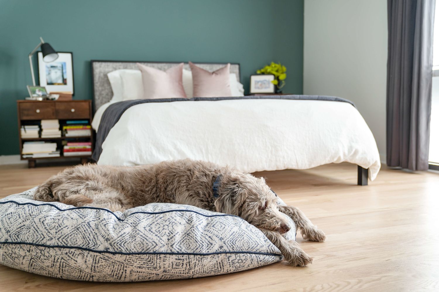 Dog Bed Round Sapphire Spaniel Blue Shag Plush Calming Donut - Detail Angle 3 | Majestic Pet Kingdom