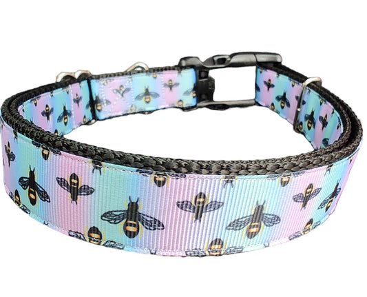 Dog Collar Rainbow Bees Colorful Pride Honeybee Pattern Nylon Band
