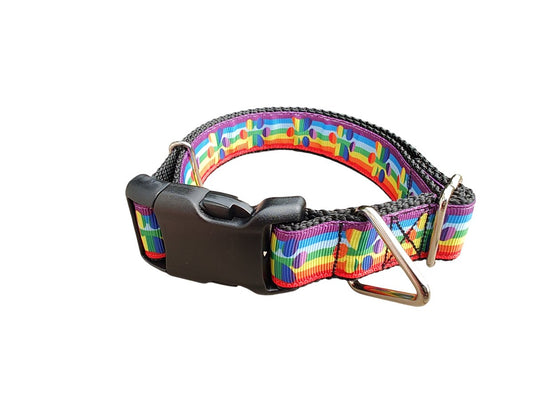 Dog Collar Rainbow Pride Paws Colorful LGBT Animal Print Nylon