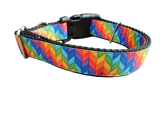 Dog Collar Rainbow Rays Colorful Sunburst Geometric Print Nylon