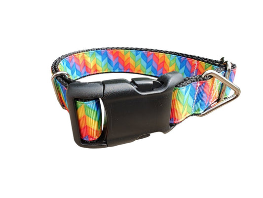 Dog Collar Rainbow Rays Colorful Sunburst Geometric Print Nylon