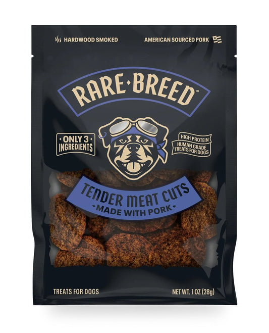 Dog Treats Rare Breed Pork Tender Meat Cuts Chews 4oz Pouch - Main Feature View | Majestic Pet Kingdom