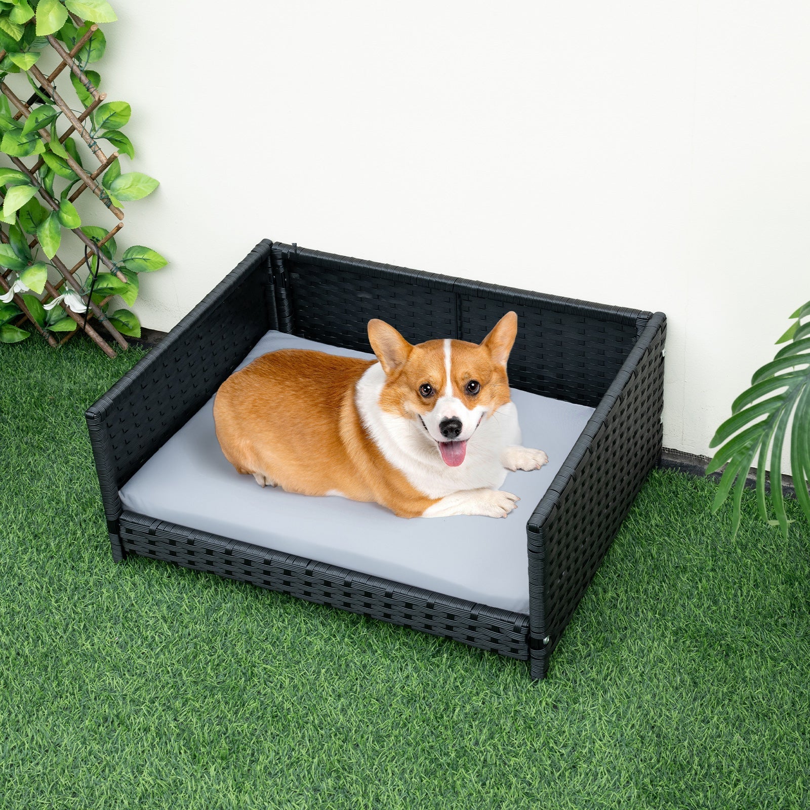 Dog Bed Elevated PE Rattan Wicker Sofa Waterproof Cushion - Detail Angle 6 | Majestic Pet Kingdom