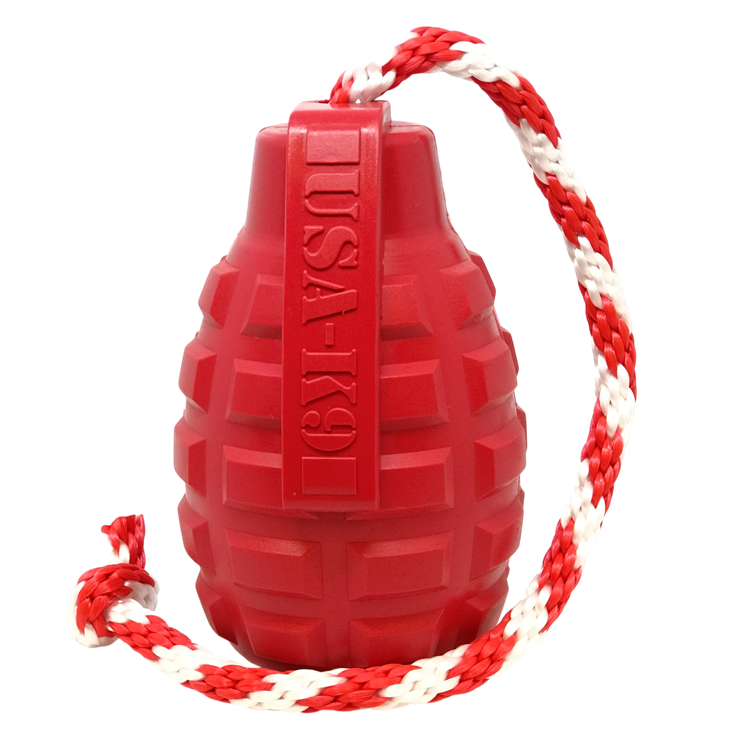 USA-K9 Grenade Rubber Dog Chew Toy | K9 Handler Reward Toy | USA Made