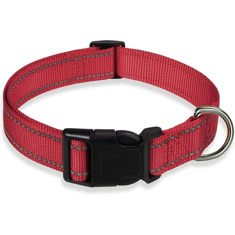 Reflective Nylon Dog Collar | Adjustable Safety Strap for Small and Medium Dogs