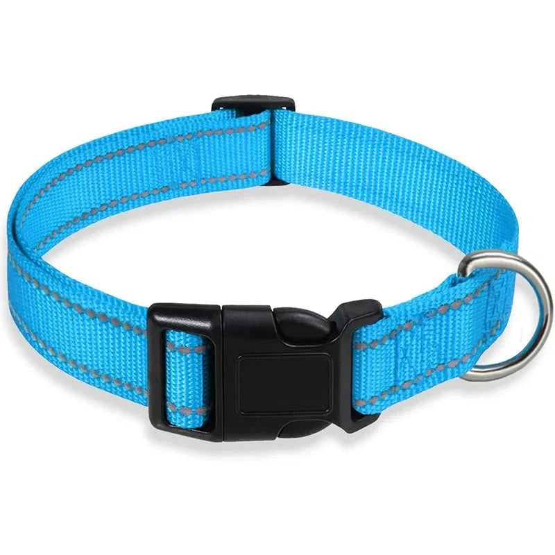 Reflective Nylon Dog Collar | Adjustable Safety Strap for Small and Medium Dogs
