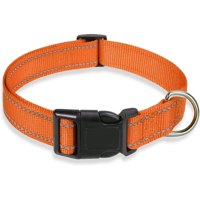Reflective Nylon Dog Collar | Adjustable Safety Strap for Small and Medium Dogs