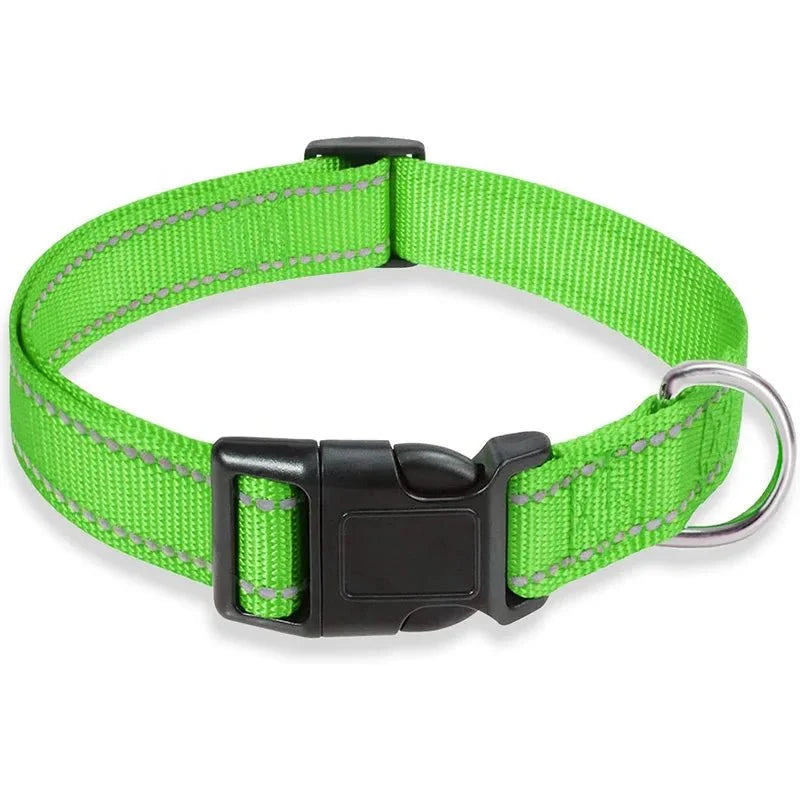 Reflective Nylon Dog Collar | Adjustable Safety Strap for Small and Medium Dogs