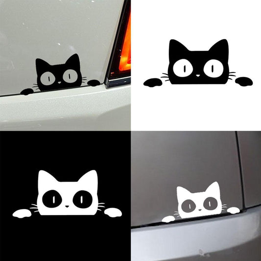 Reflective Peeking Cat Animal Car Styling Decorative Stickers Auto Window Decals Reflective PET Cartoon Car Vinyl Sticker Decal Car Accessories  Cat Watching Vinyl Reflective Decals Waterproof Funny Self-Adhesive for Car Window Bumper Laptop Motorcycle - Main Feature View | Majestic Pet Kingdom