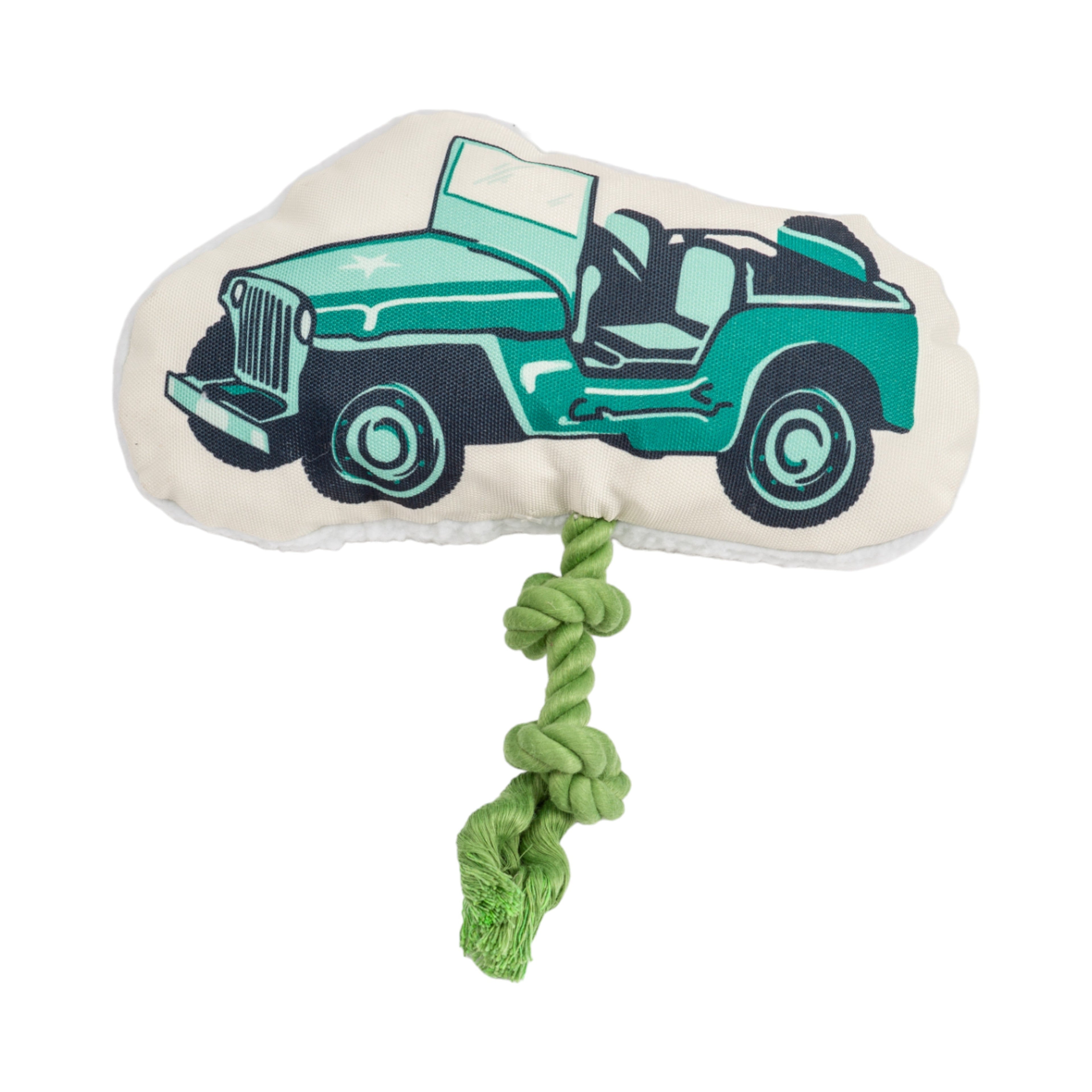Retro Army Jeep Plush Dog Toy with Squeaker & Crinkle