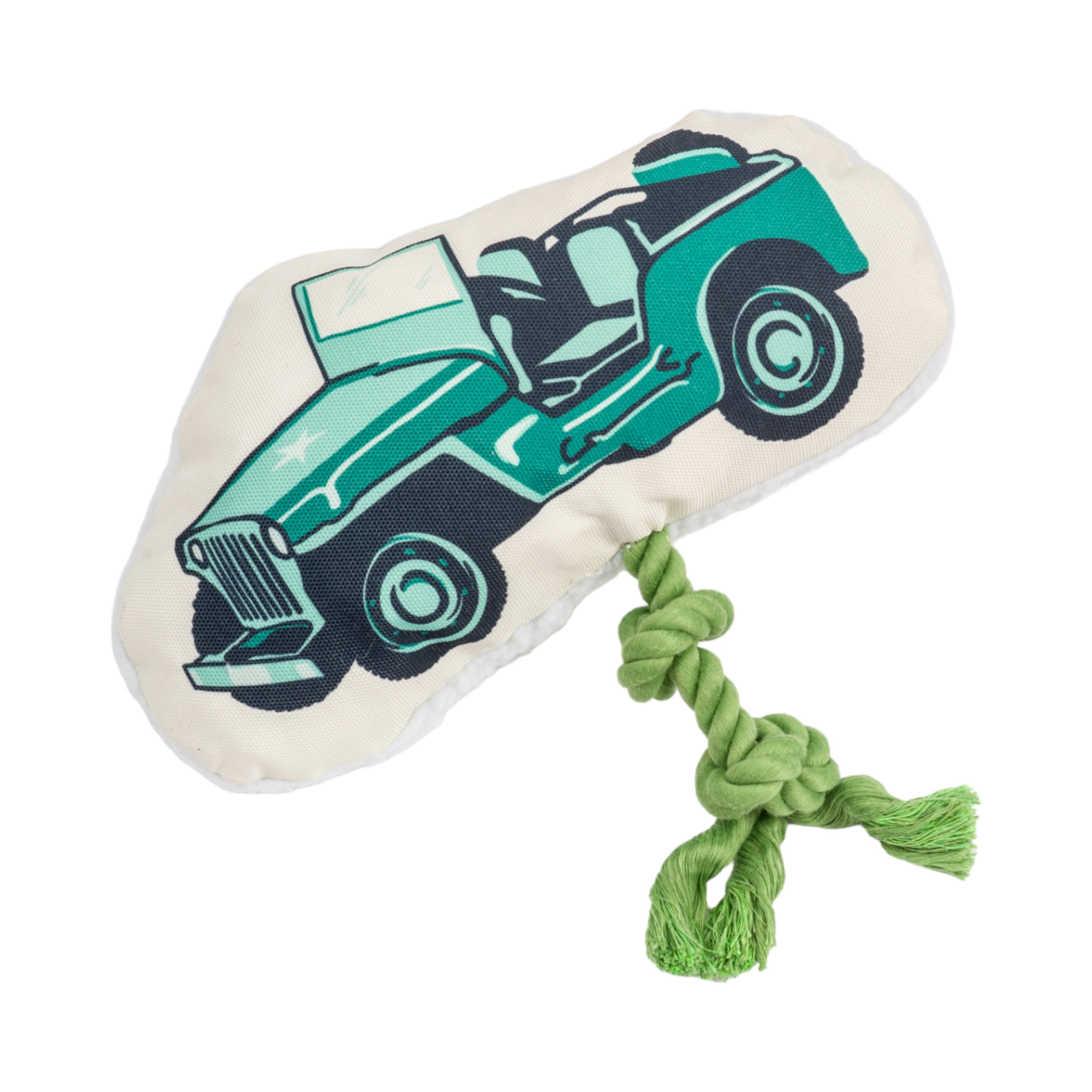 Retro Army Jeep Plush Dog Toy with Squeaker & Crinkle