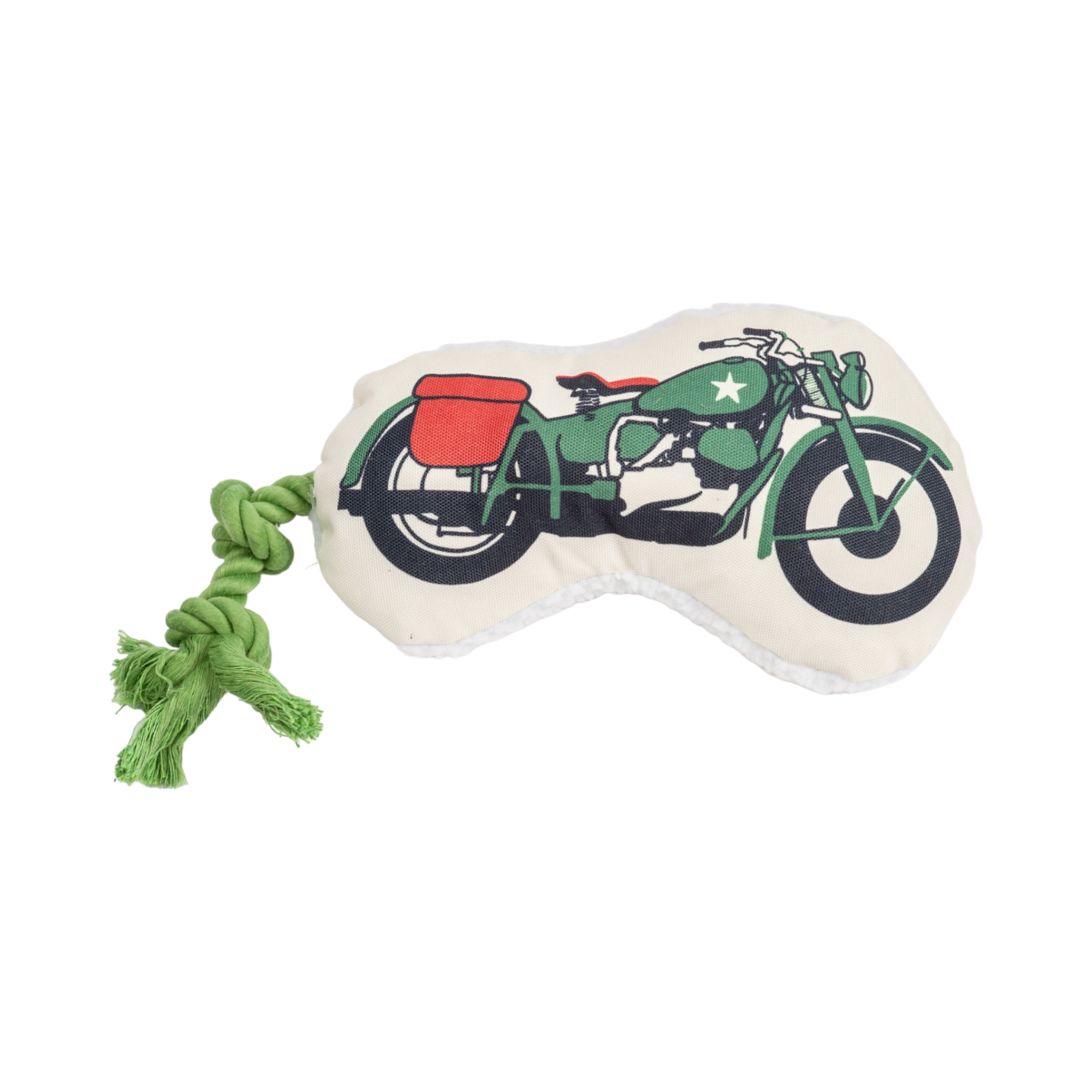 Retro Army Motorcycle Plush Dog Toy with Squeaker Paper