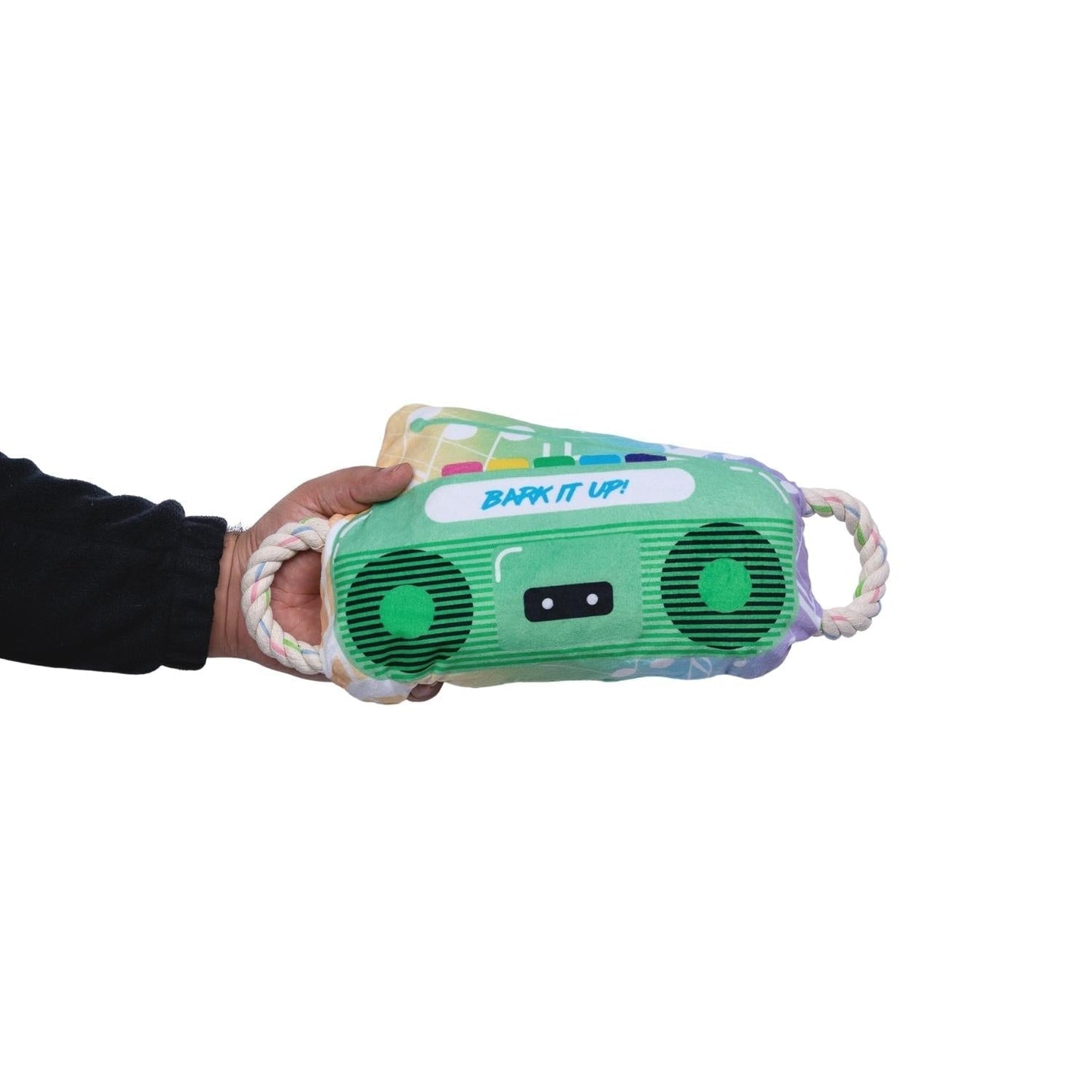 Dog Plush Toy Retro Boombox Squeaker Crinkle Sound Novelty - Detail Angle 5 | Majestic Pet Kingdom