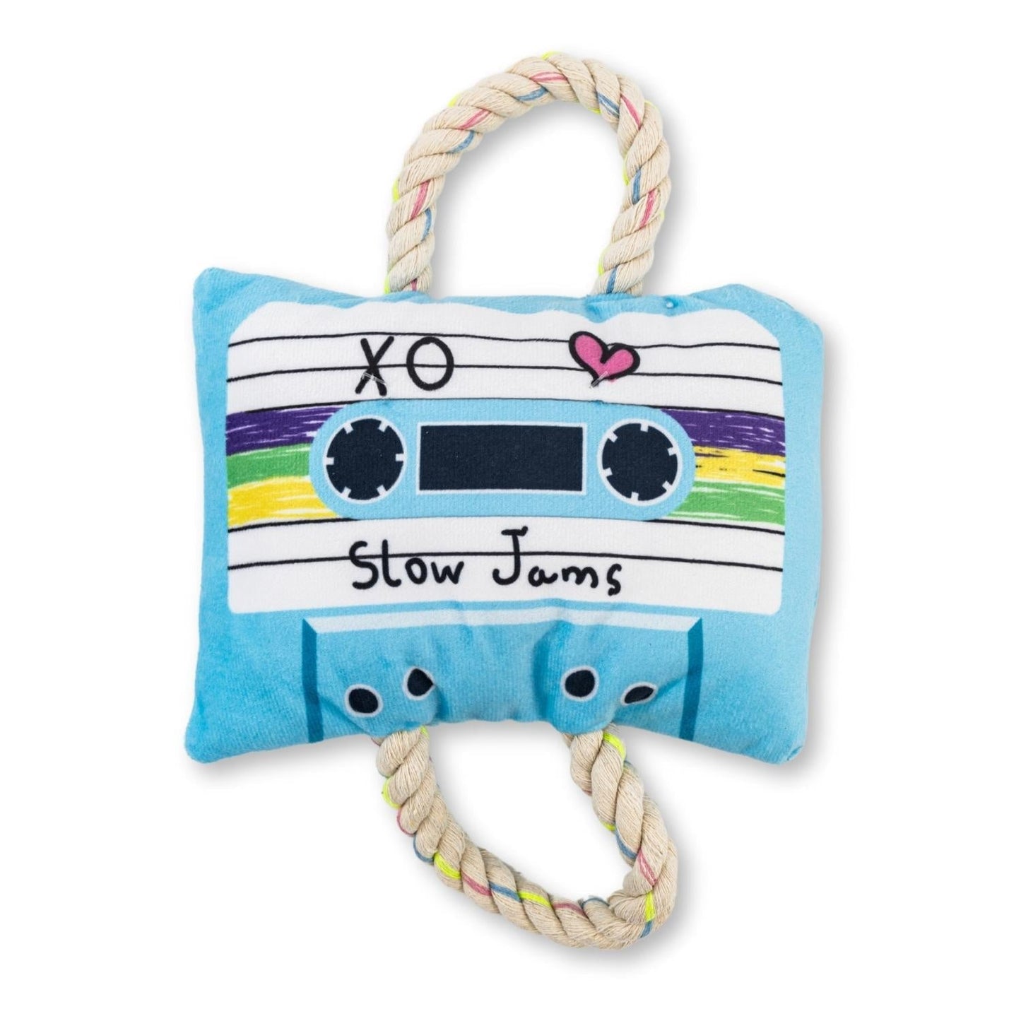 Dog Plush Toy Retro Cassette Tape Squeaker Crinkle Paper - Main Feature View | Majestic Pet Kingdom