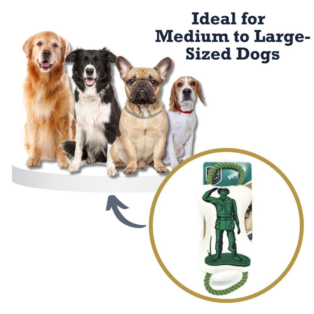 Dog Plush Toy Retro Soldier Squeaker Crinkle Paper Stuffed - Detail Angle 6 | Majestic Pet Kingdom