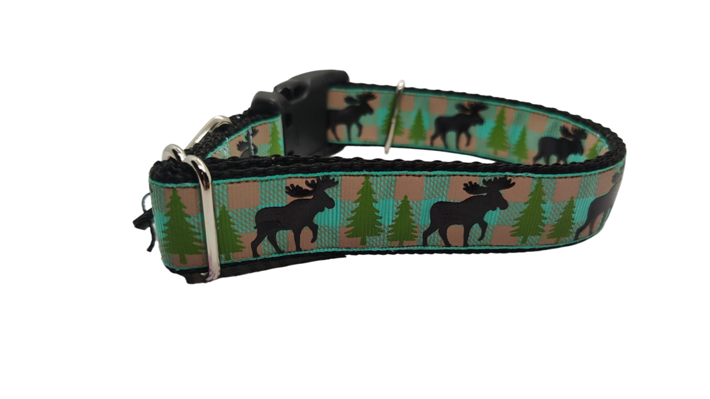 Teal Moose Nylon Dog Collar | Purrfect Pet Kingdom