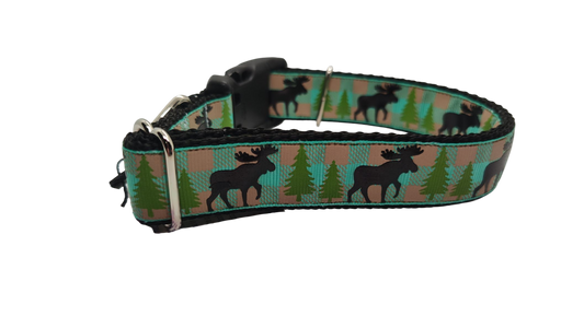 Teal Moose Nylon Dog Collar | Purrfect Pet Kingdom