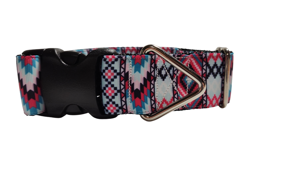 1.5" Wide Pink Tribal Nylon Dog Collar