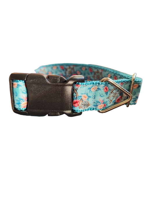 Ship Wheels & Compass Nylon Dog Collar
