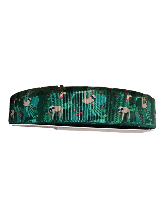 Green Sloth Nylon Dog Collar