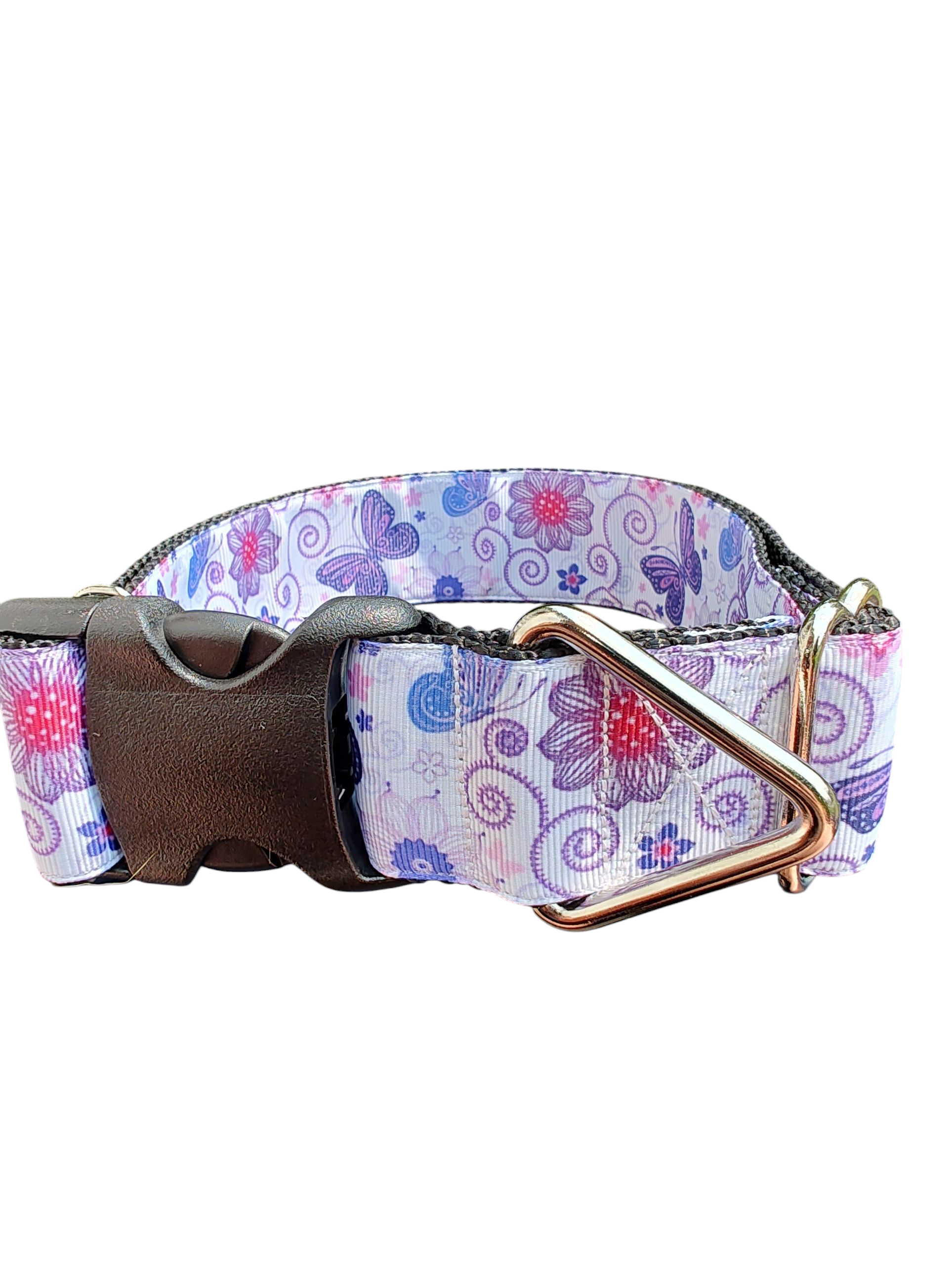 1.5" Wide Butterflies and Flowers Nylon Dog Collar | Purrfect Pet Kingdom