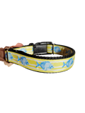 Fish On Yellow Stripes Nylon Dog Collar