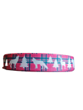 Pink Plaid Wildlife Nylon Dog Collar