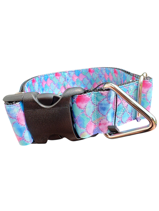 1.5" Wide Mermaid Scales Nylon Dog Collar | Purrfect Pet Kingdom