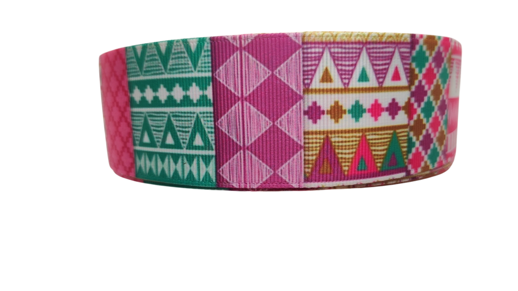1.5" Wide Busy Body Tribal Patterns Nylon Dog Collar