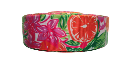 1.5" Wide Citrus and Flowers Nylon Dog Collar | Purrfect Pet Kingdom