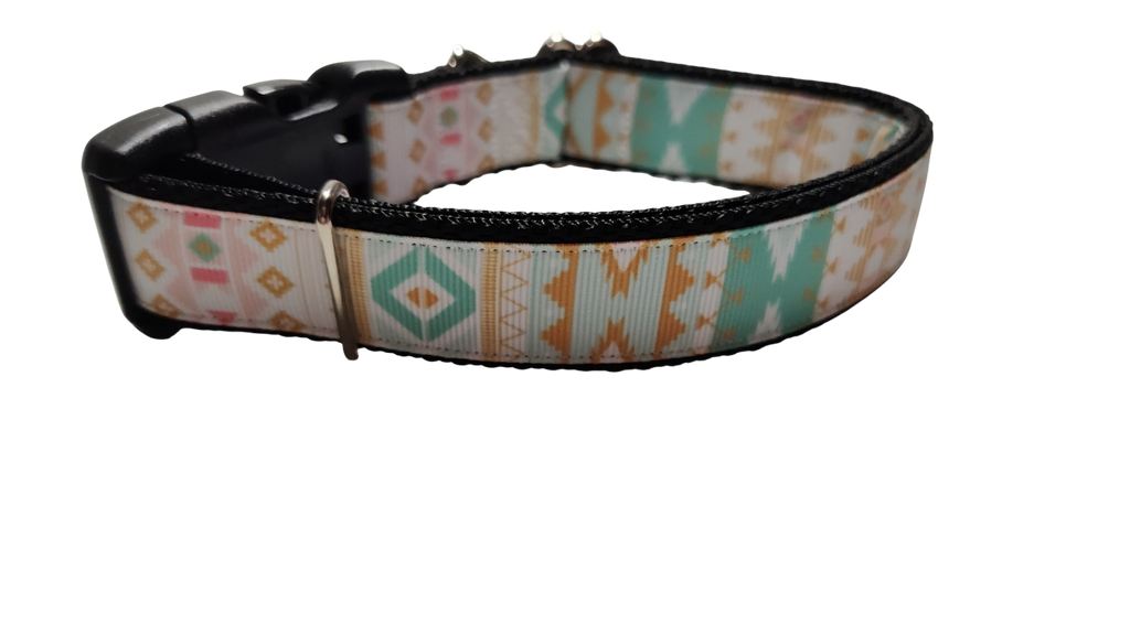 White and Gold Tribal Nylon Dog Collar | Purrfect Pet Kingdom