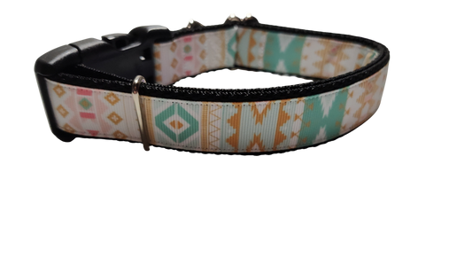 White and Gold Tribal Nylon Dog Collar | Purrfect Pet Kingdom