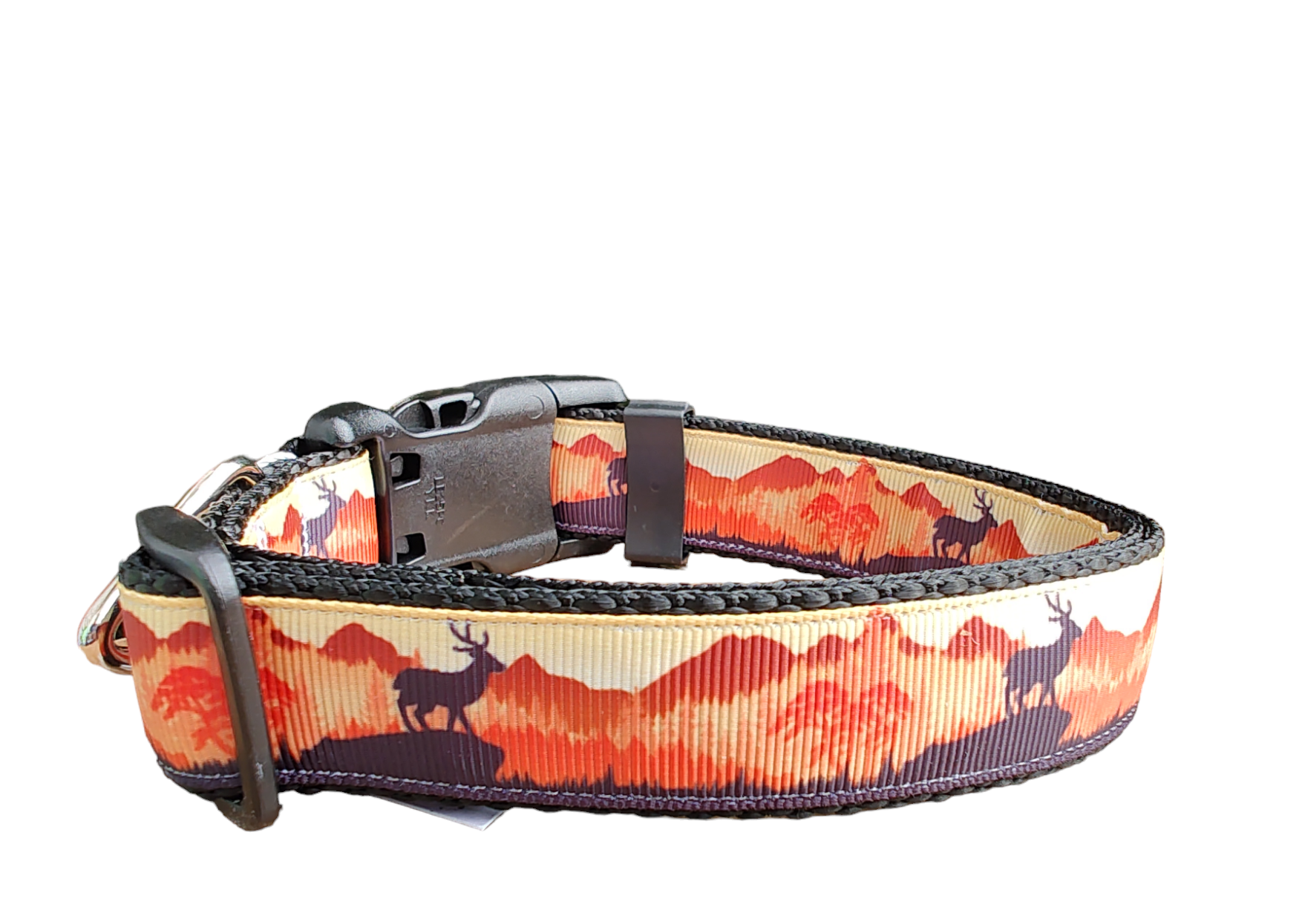 Sunset Forest Black Nylon Dog Collar LG, XL, Leash | Purrfect Pet Kingdom